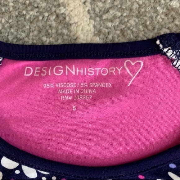 Design History Navy and Pink Daisy and Lace Short Sleeve T-shirt Size 5 - Picture 2 of 5